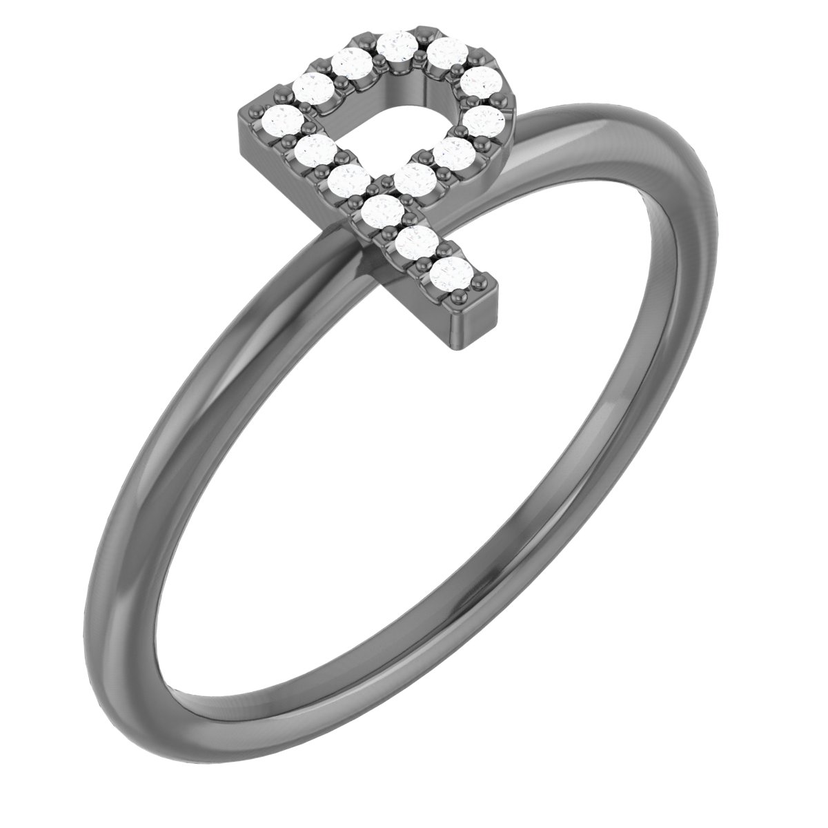 Sterling Silver .07 CTW Diamond Initial P Ring Ref. 15158690