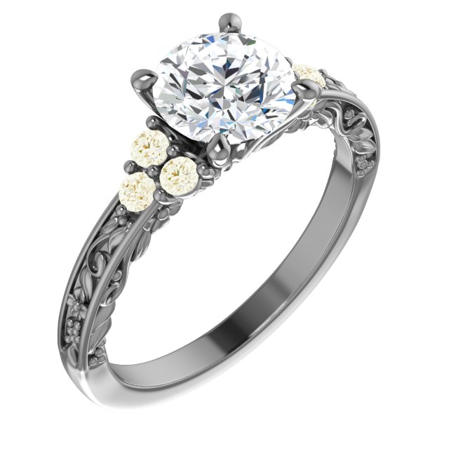 floral round engagement ring