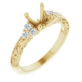14K Yellow 7 mm Round 1/5 CTW Diamond Semi-Set Engagement Ring