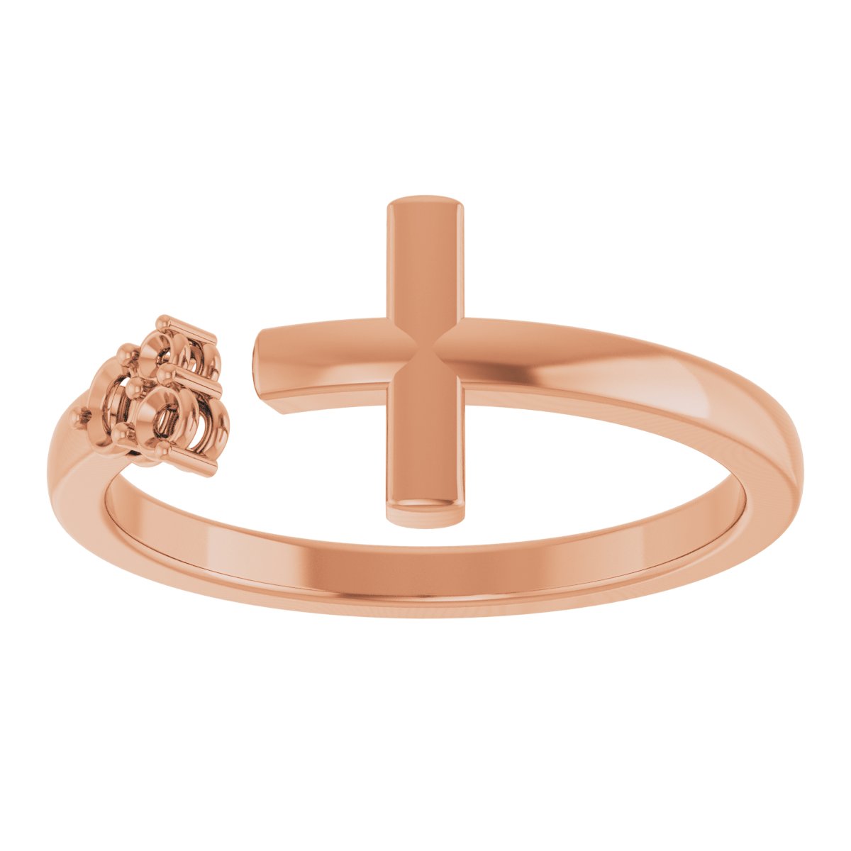 14K Rose 1/10 CTW Natural Diamond Negative Space Cross Ring 