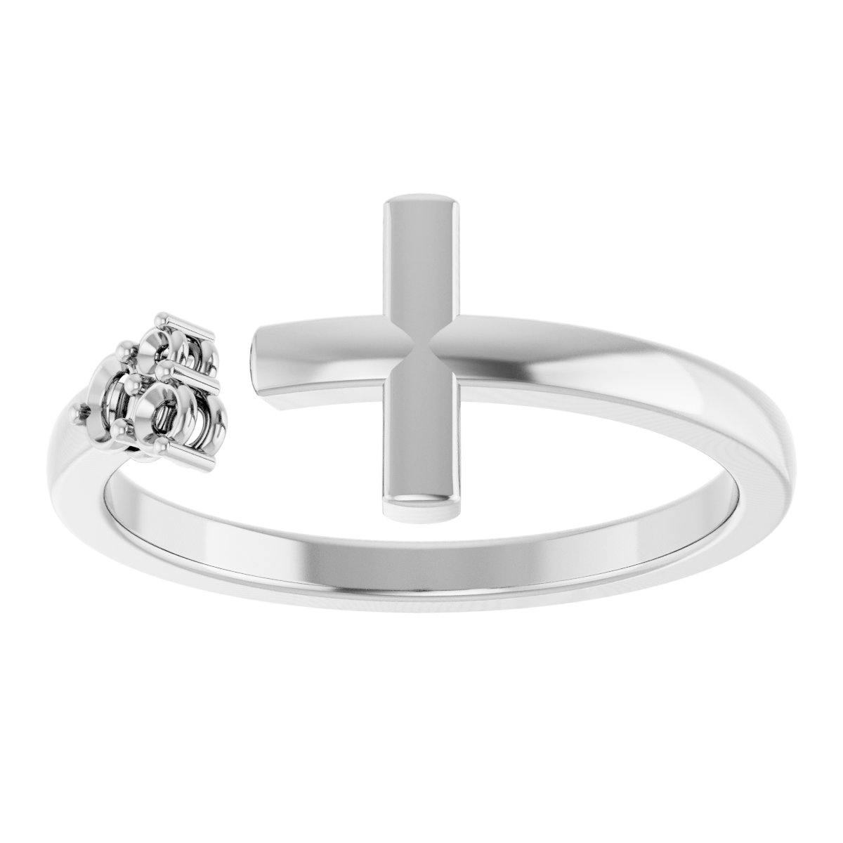 14K White 1/10 CTW Diamond Negative Space Cross Ring