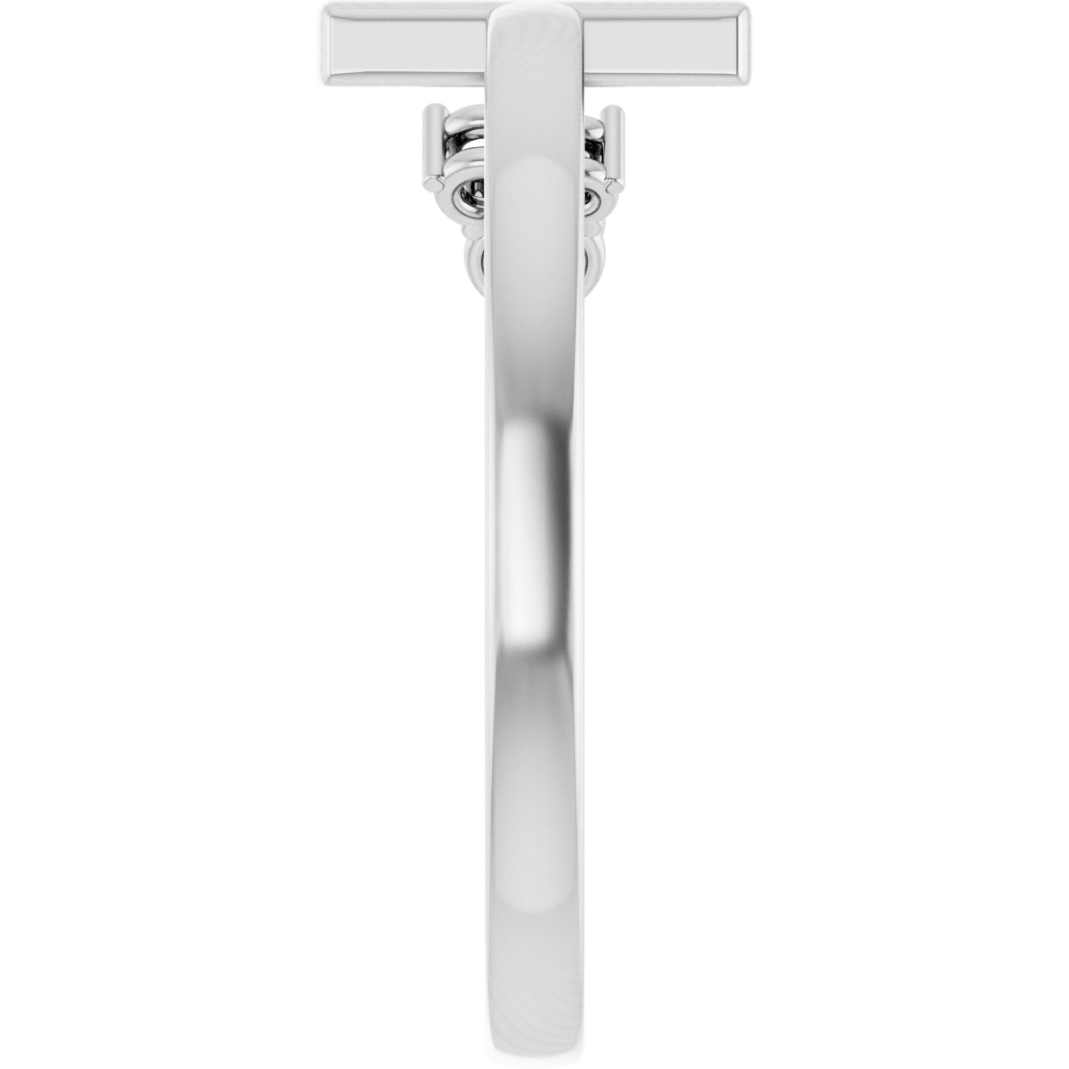 14K White 1/10 CTW Diamond Negative Space Cross Ring