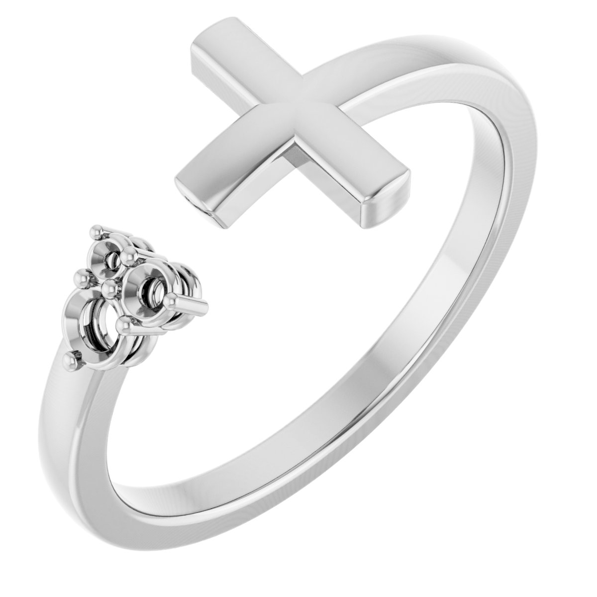 Sterling Silver 1/10 CTW Diamond Negative Space Cross Ring 