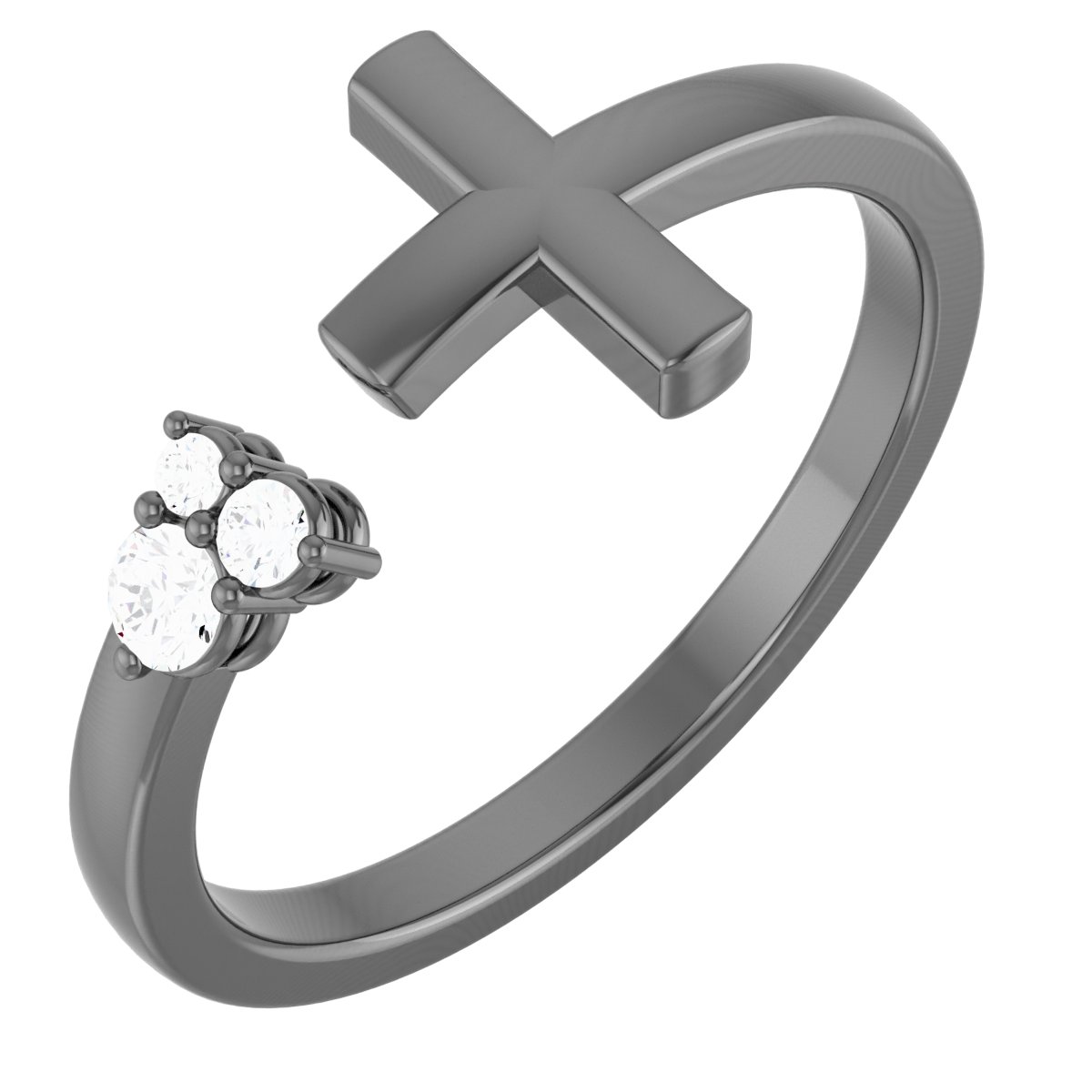 Accented Negative Space Cross Ring