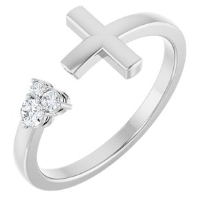 Sterling Silver 1/10 CTW Diamond Negative Space Cross Ring 