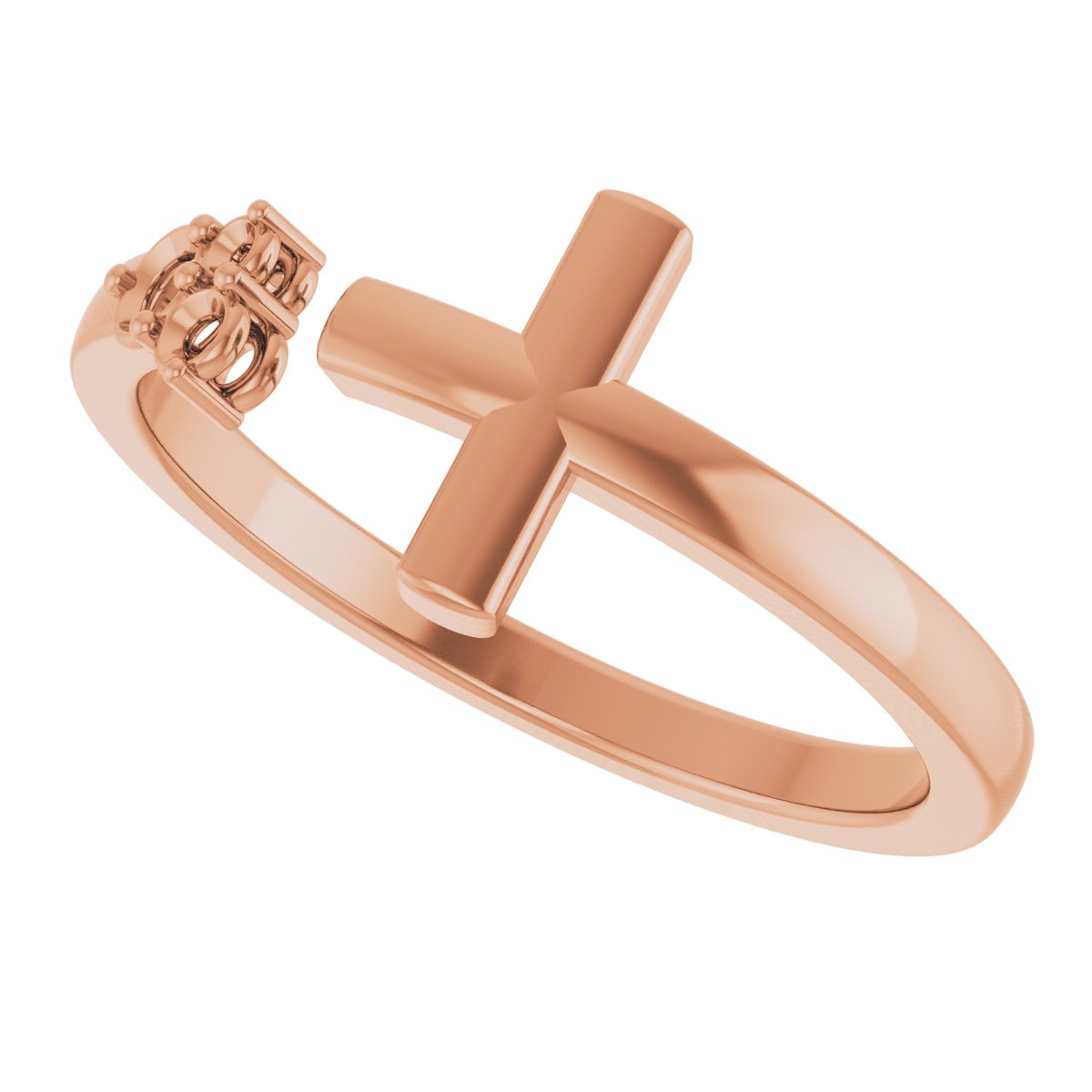 14K Rose 1/10 CTW Diamond Negative Space Cross Ring