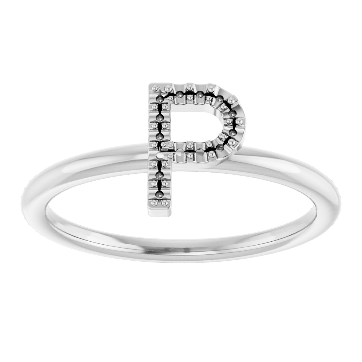 14K White .05 CTW Diamond Initial P Ring