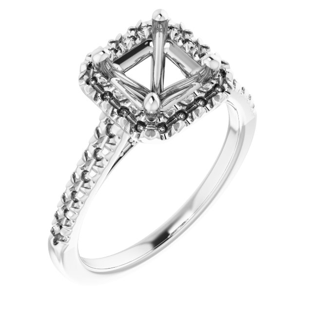 French-Set Halo-Style Engagement Ring