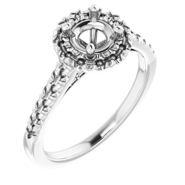French-Set Halo-Style Engagement Ring