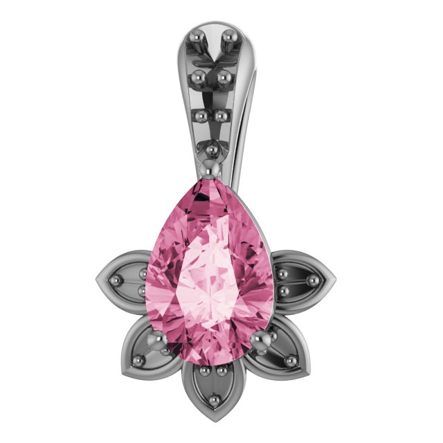 14K White Pink Tourmaline and .03 CTW Diamond Pendant Ref 14869958