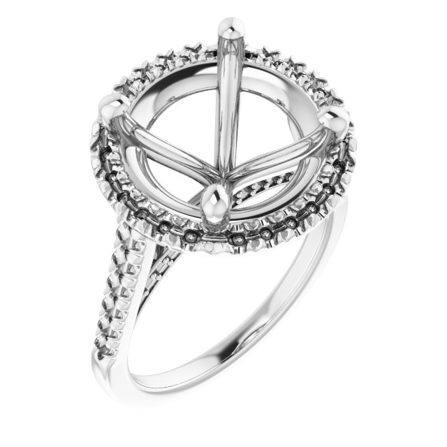 French-Set Halo-Style Engagement Ring