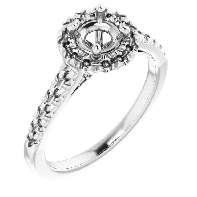 French-Set Halo-Style Engagement Ring