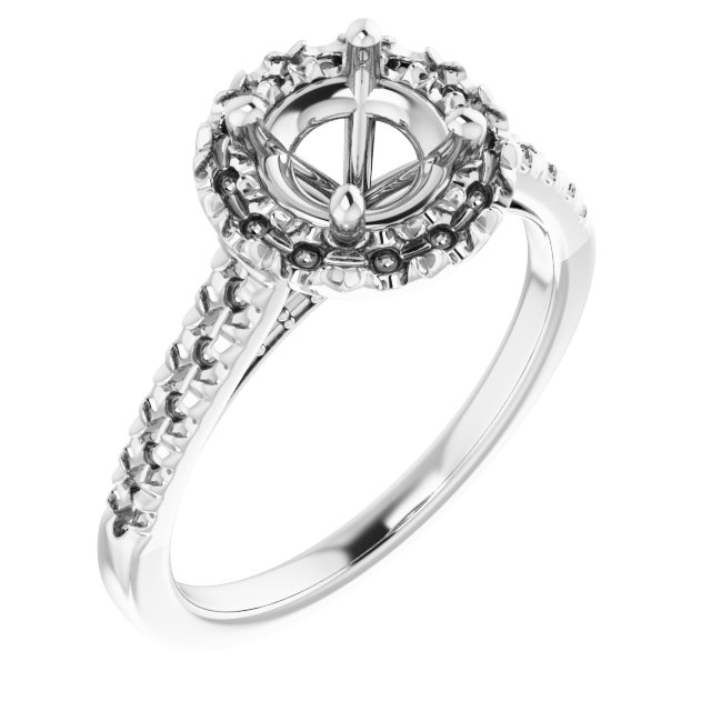 French-Set Halo-Style Engagement Ring