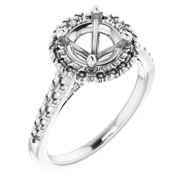 French-Set Halo-Style Engagement Ring