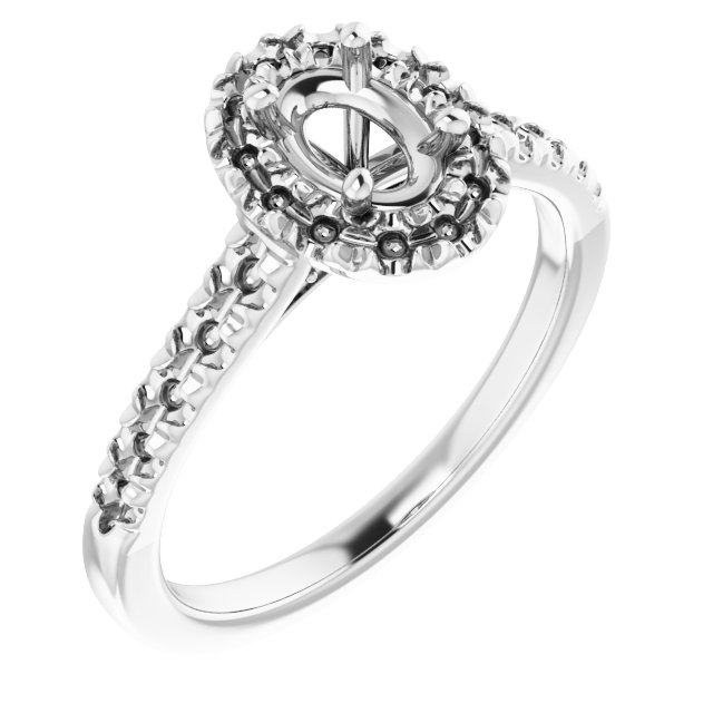 French-Set Halo-Style Engagement Ring