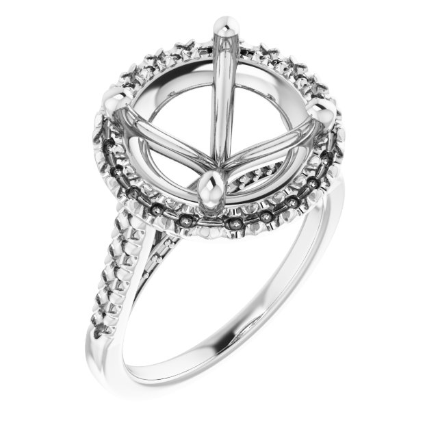 French-Set Halo-Style Engagement Ring