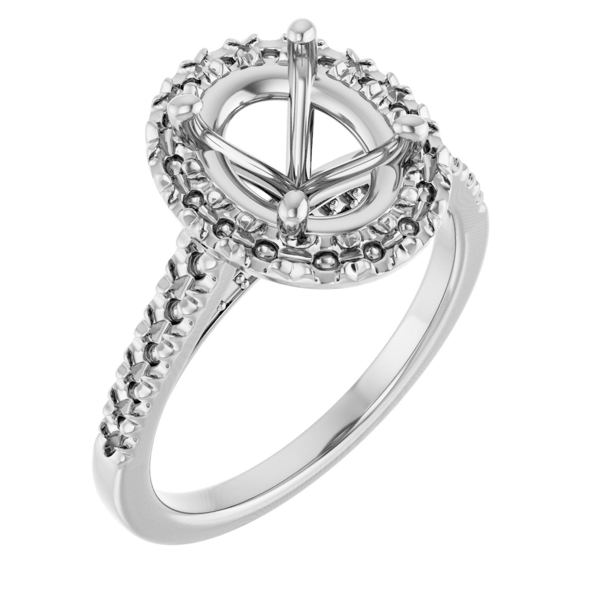 French-Set Halo-Style Engagement Ring