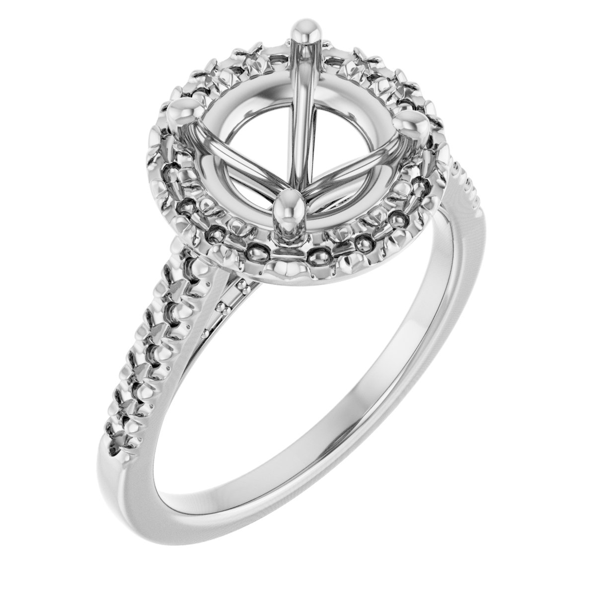 French-Set Halo-Style Engagement Ring
