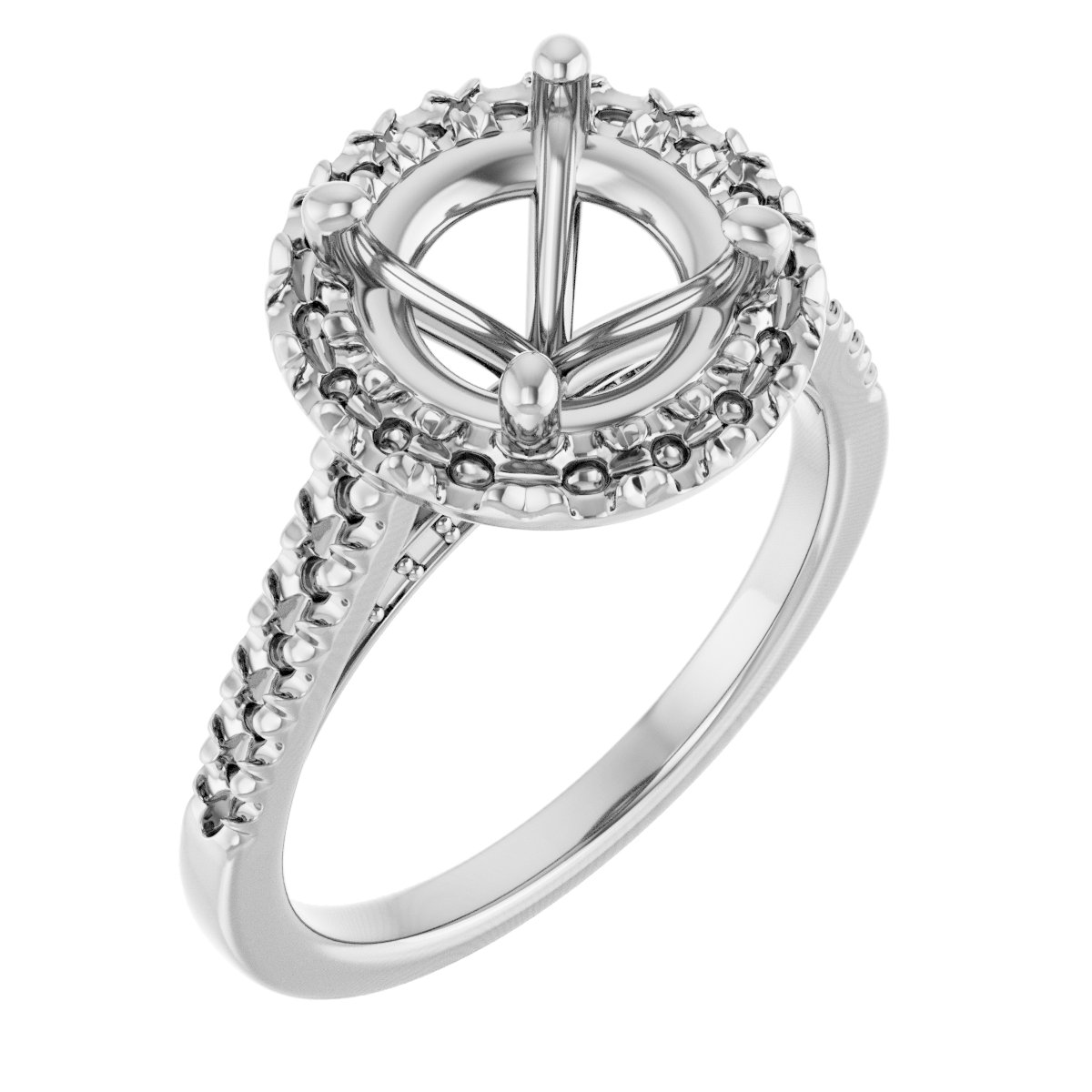 French-Set Halo-Style Engagement Ring
