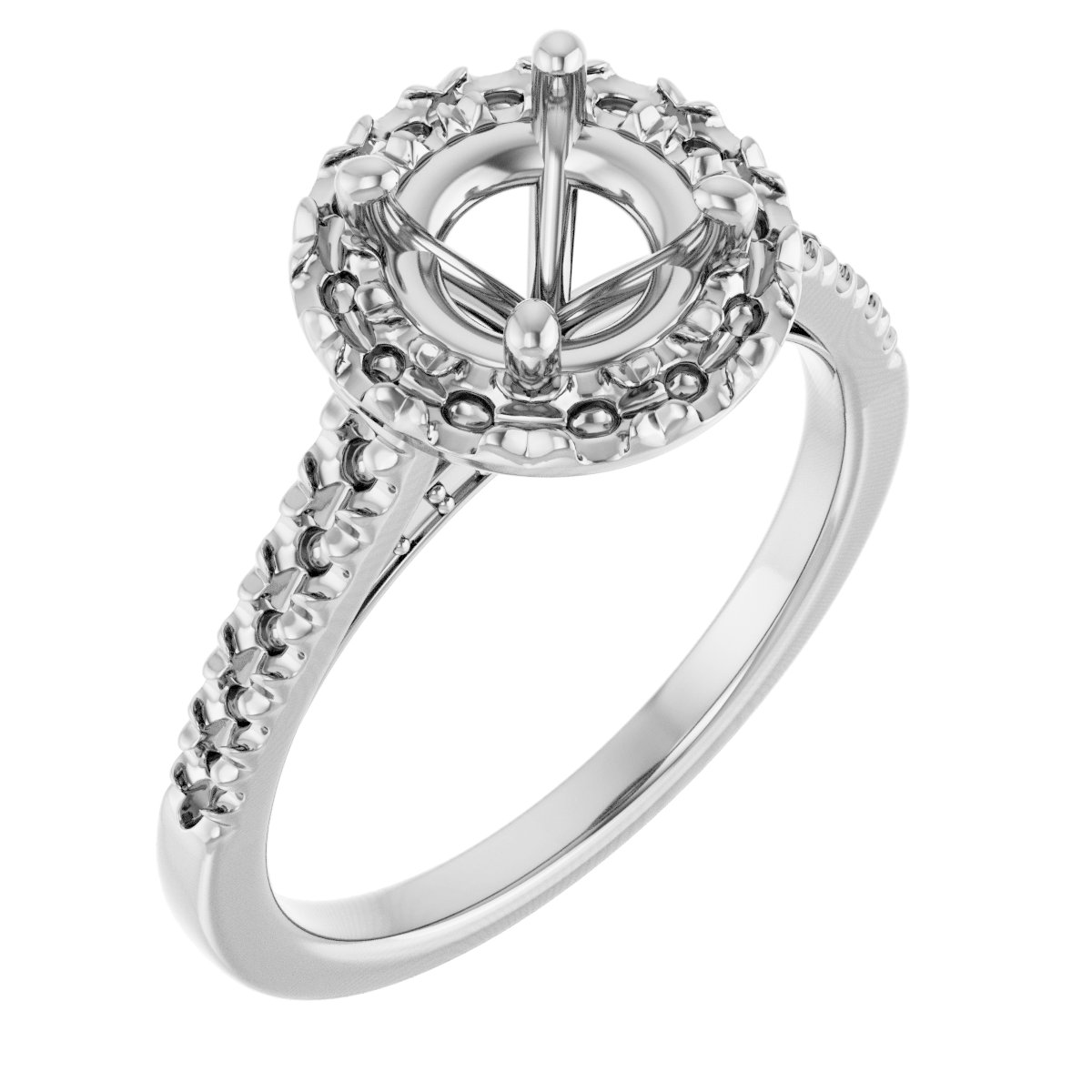 French-Set Halo-Style Engagement Ring