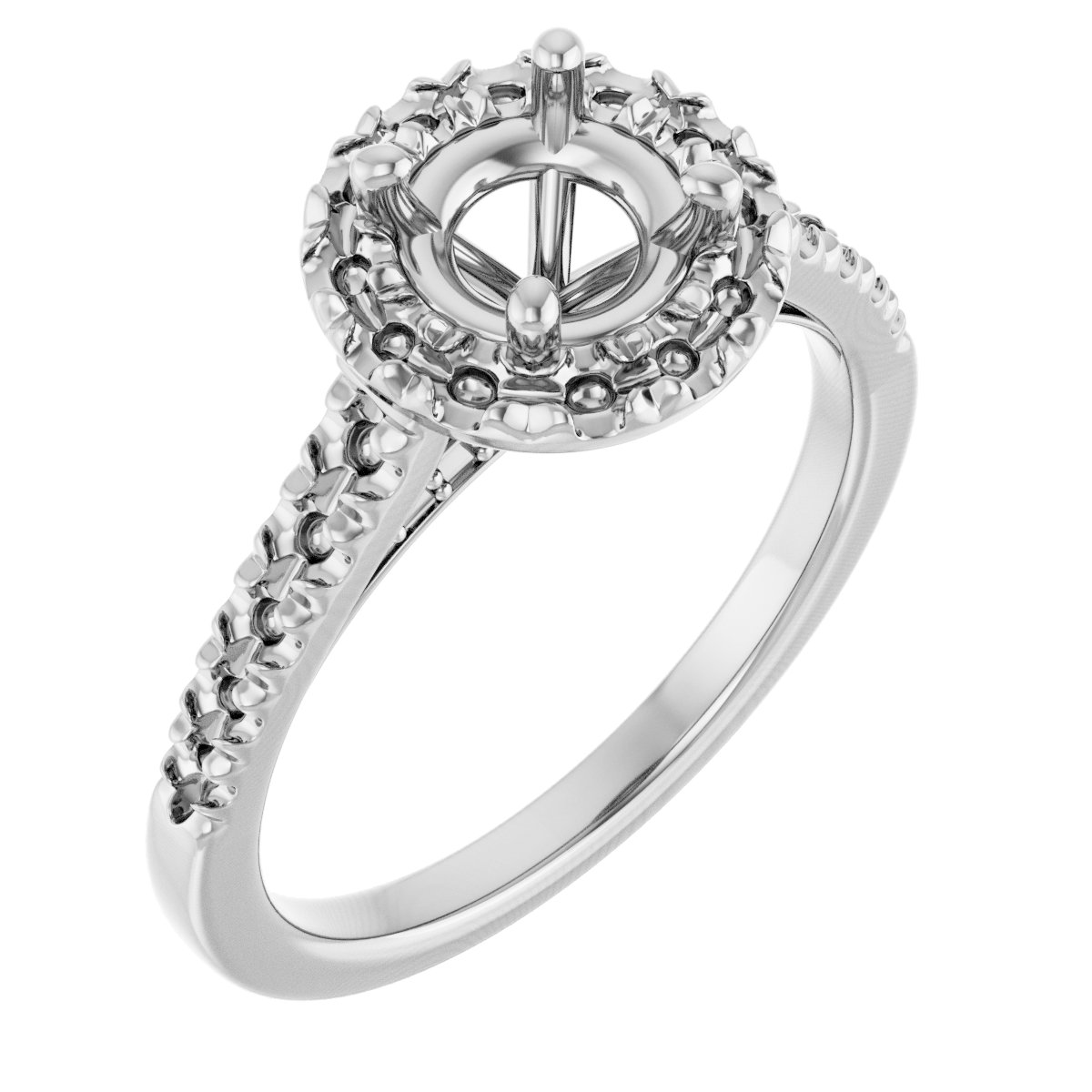 French-Set Halo-Style Engagement Ring
