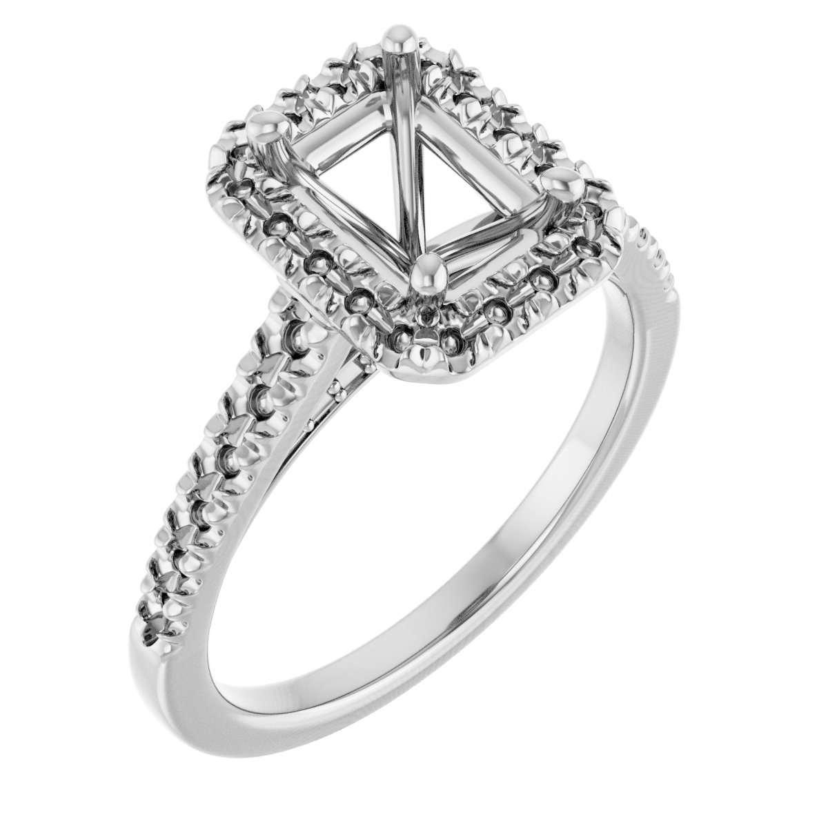 French-Set Halo-Style Engagement Ring