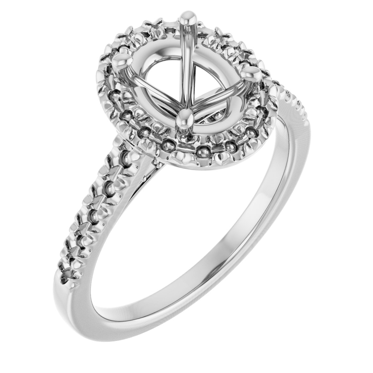 French-Set Halo-Style Engagement Ring