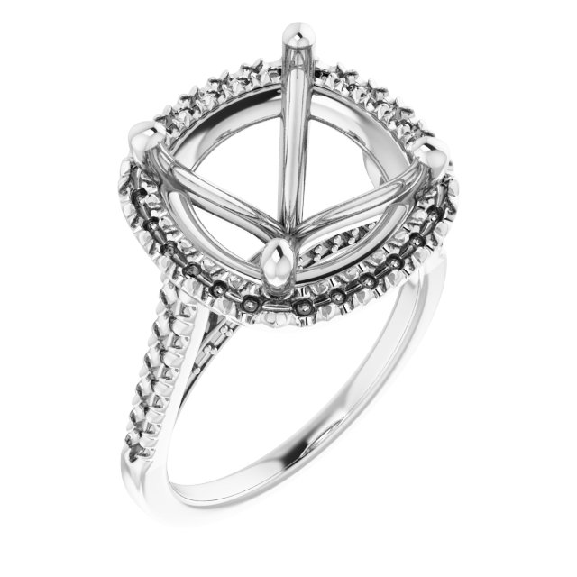 French-Set Halo-Style Engagement Ring