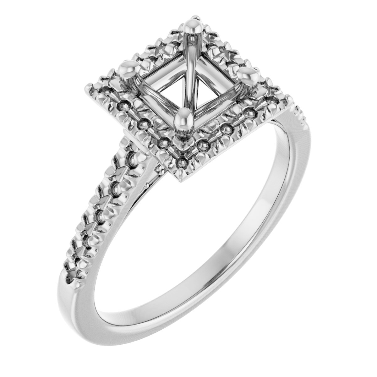 French-Set Halo-Style Engagement Ring