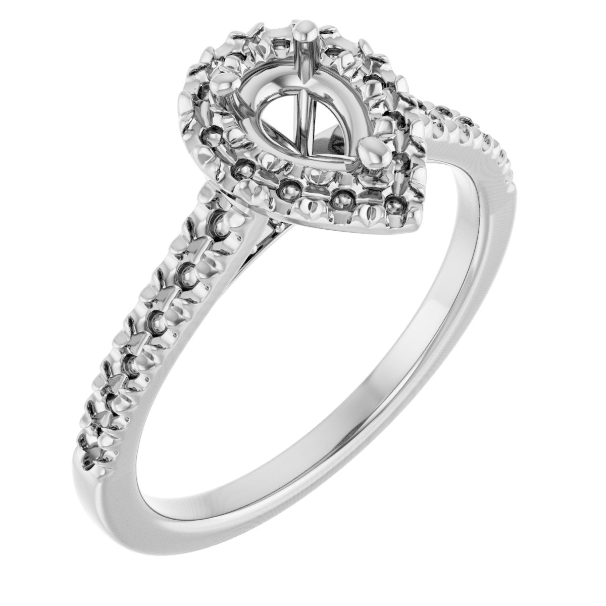 French-Set Halo-Style Engagement Ring