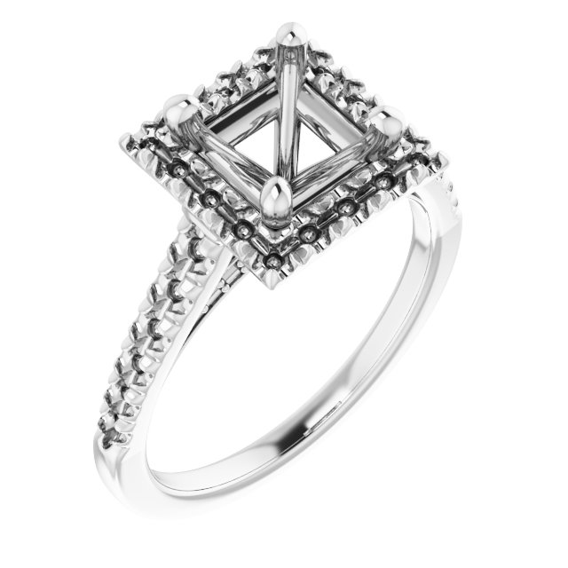 French-Set Halo-Style Engagement Ring