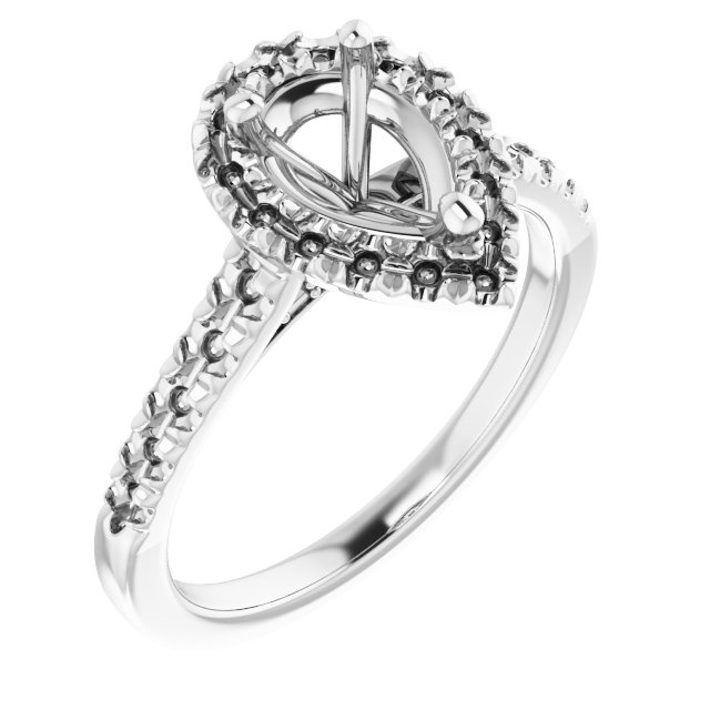 French-Set Halo-Style Engagement Ring