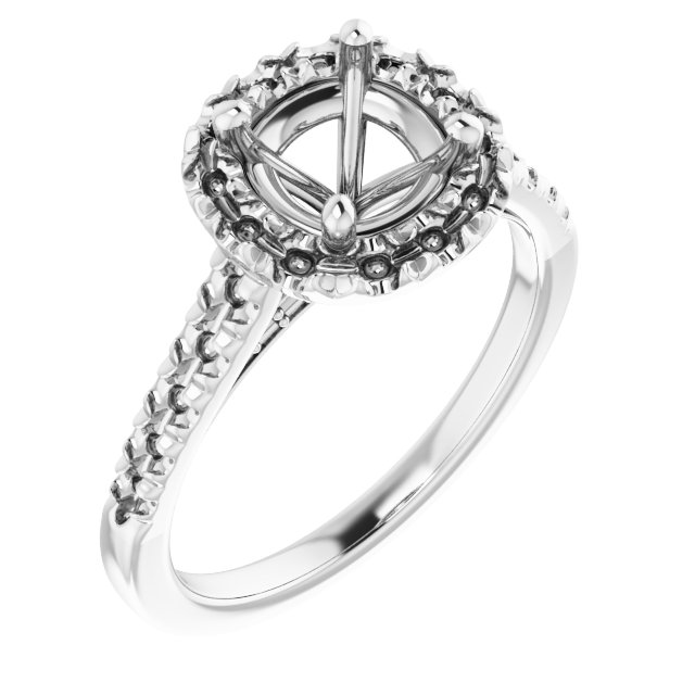 French-Set Halo-Style Engagement Ring