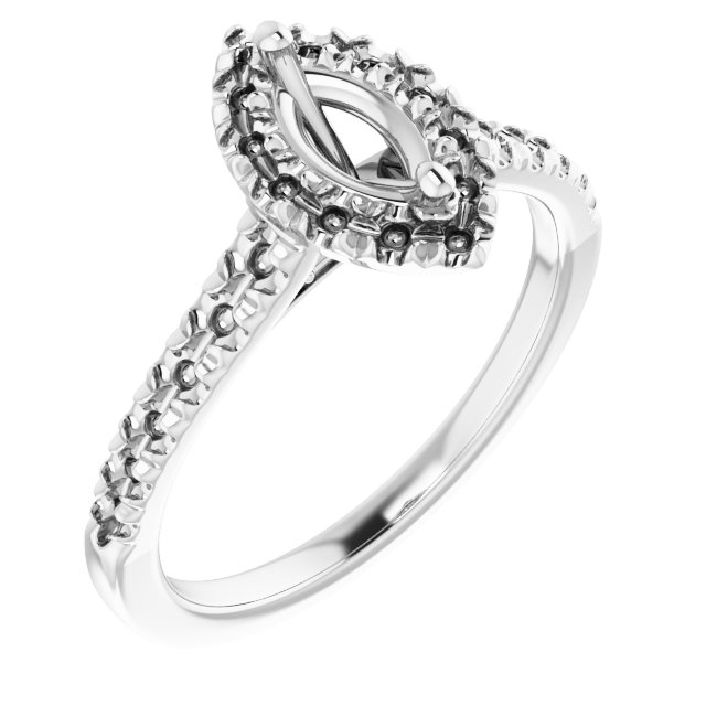 French-Set Halo-Style Engagement Ring