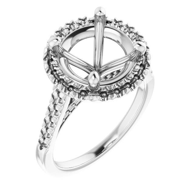 French-Set Halo-Style Engagement Ring