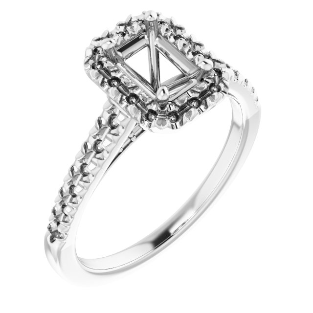 Platinum 6x4 mm Emerald 1/2 CTW Diamond Semi-Set French-Set Engagement Ring