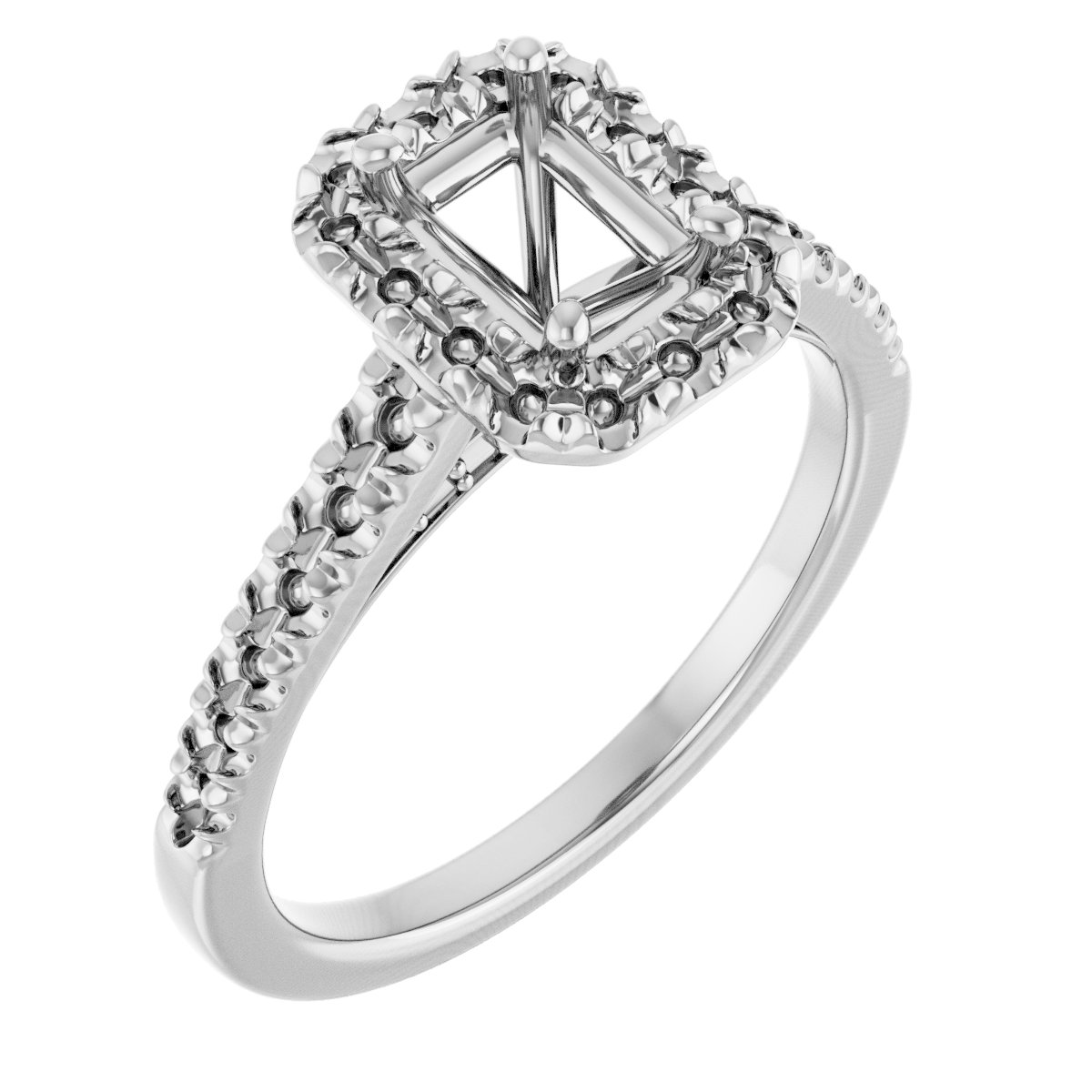 French-Set Halo-Style Engagement Ring