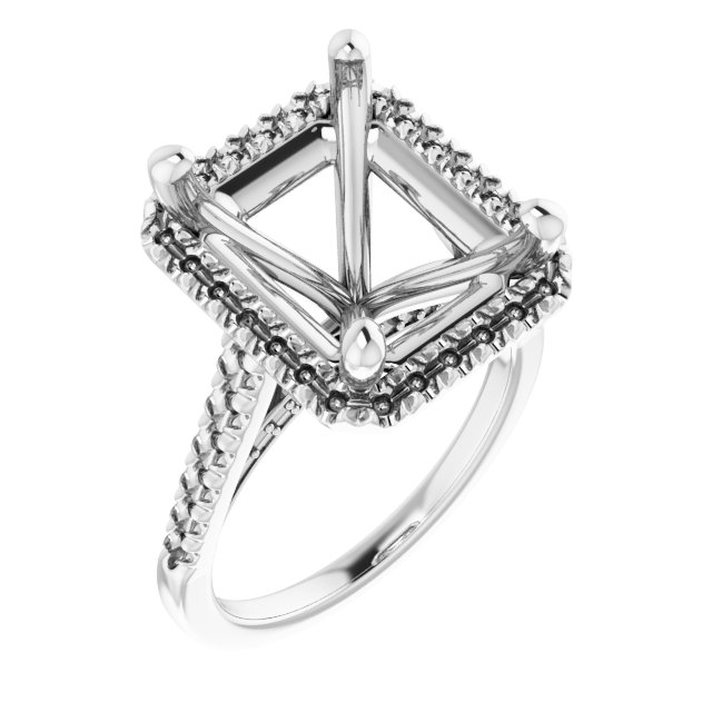 French-Set Halo-Style Engagement Ring