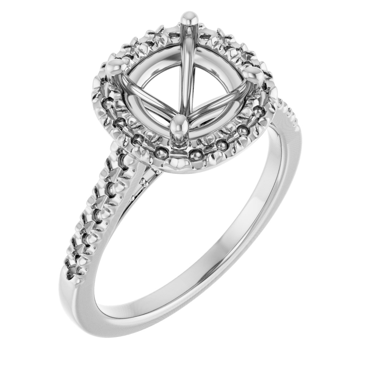 French-Set Halo-Style Engagement Ring