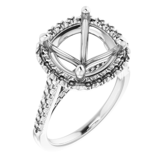 French-Set Halo-Style Engagement Ring