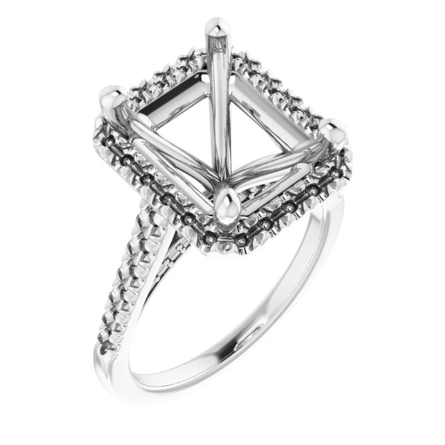 French-Set Halo-Style Engagement Ring