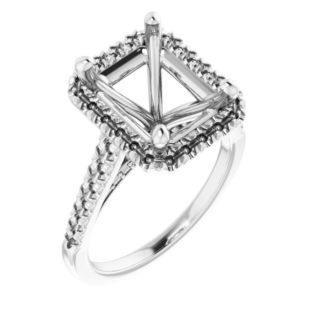 French-Set Halo-Style Engagement Ring
