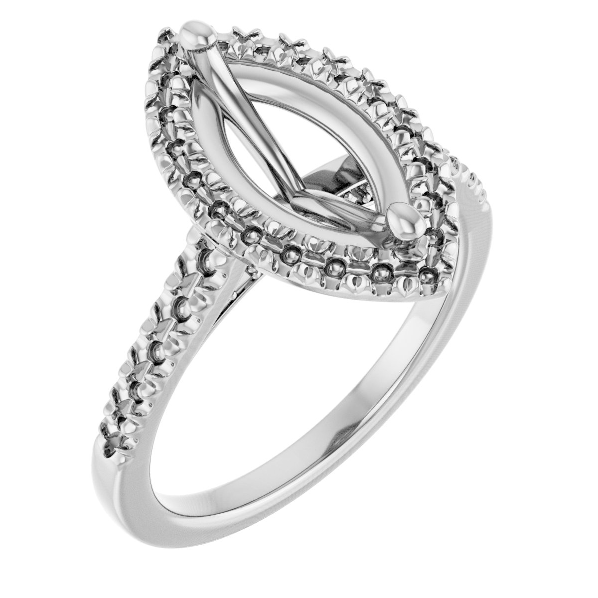 French-Set Halo-Style Engagement Ring