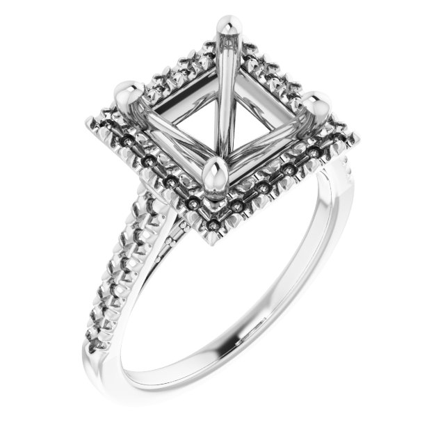 French-Set Halo-Style Engagement Ring