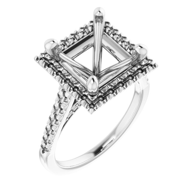 French-Set Halo-Style Engagement Ring