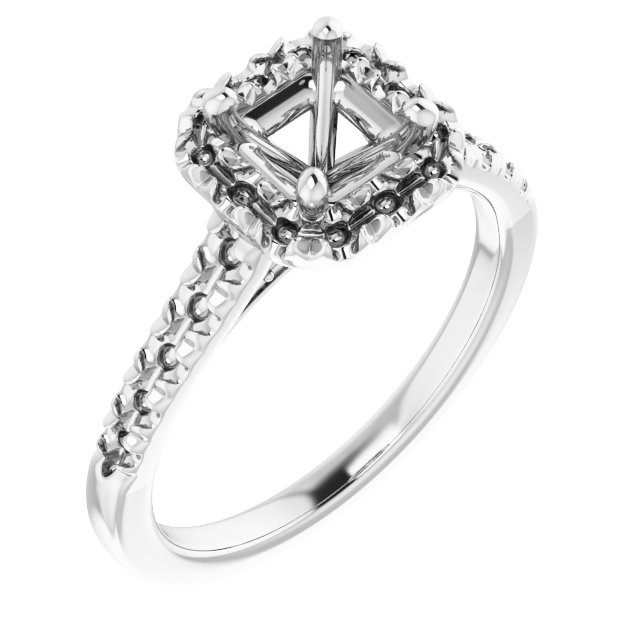 French-Set Halo-Style Engagement Ring