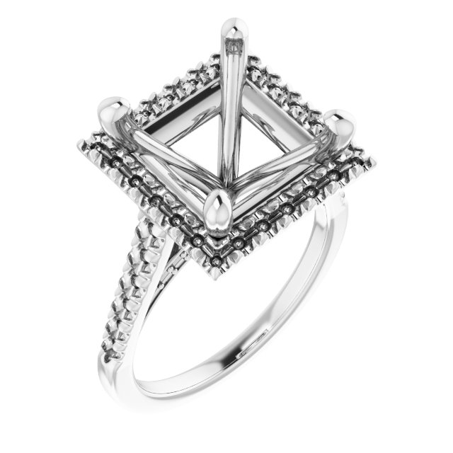French-Set Halo-Style Engagement Ring