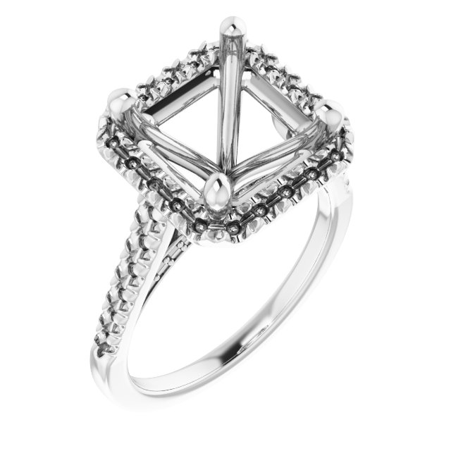 French-Set Halo-Style Engagement Ring