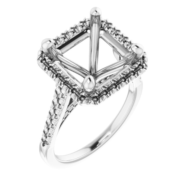 French-Set Halo-Style Engagement Ring