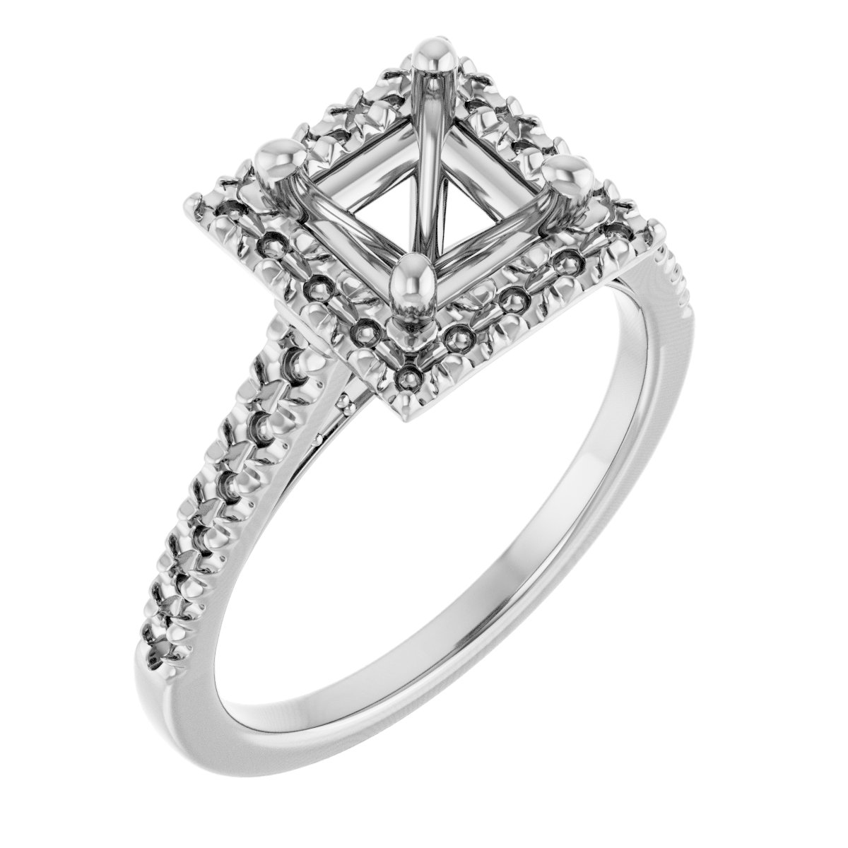 French-Set Halo-Style Engagement Ring